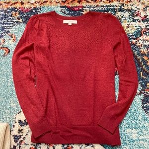 LOFT Red Pointelle Sweater